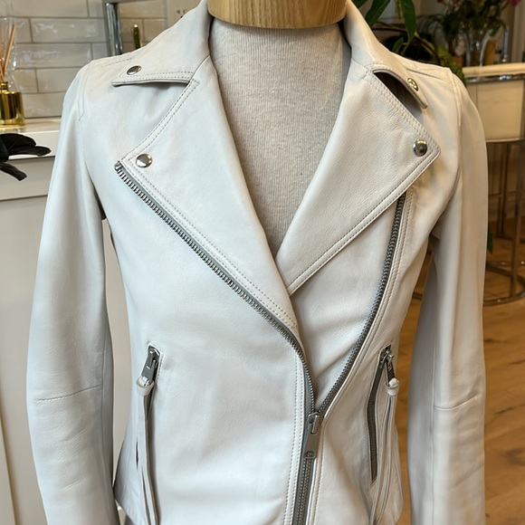 EUC Lambskin All Saints Dalby Slim Fit Leather Biker Jacket - Picture 4 of 11